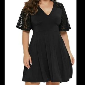 Torrid Skater Dress with Black Lace Sleeves (size2)